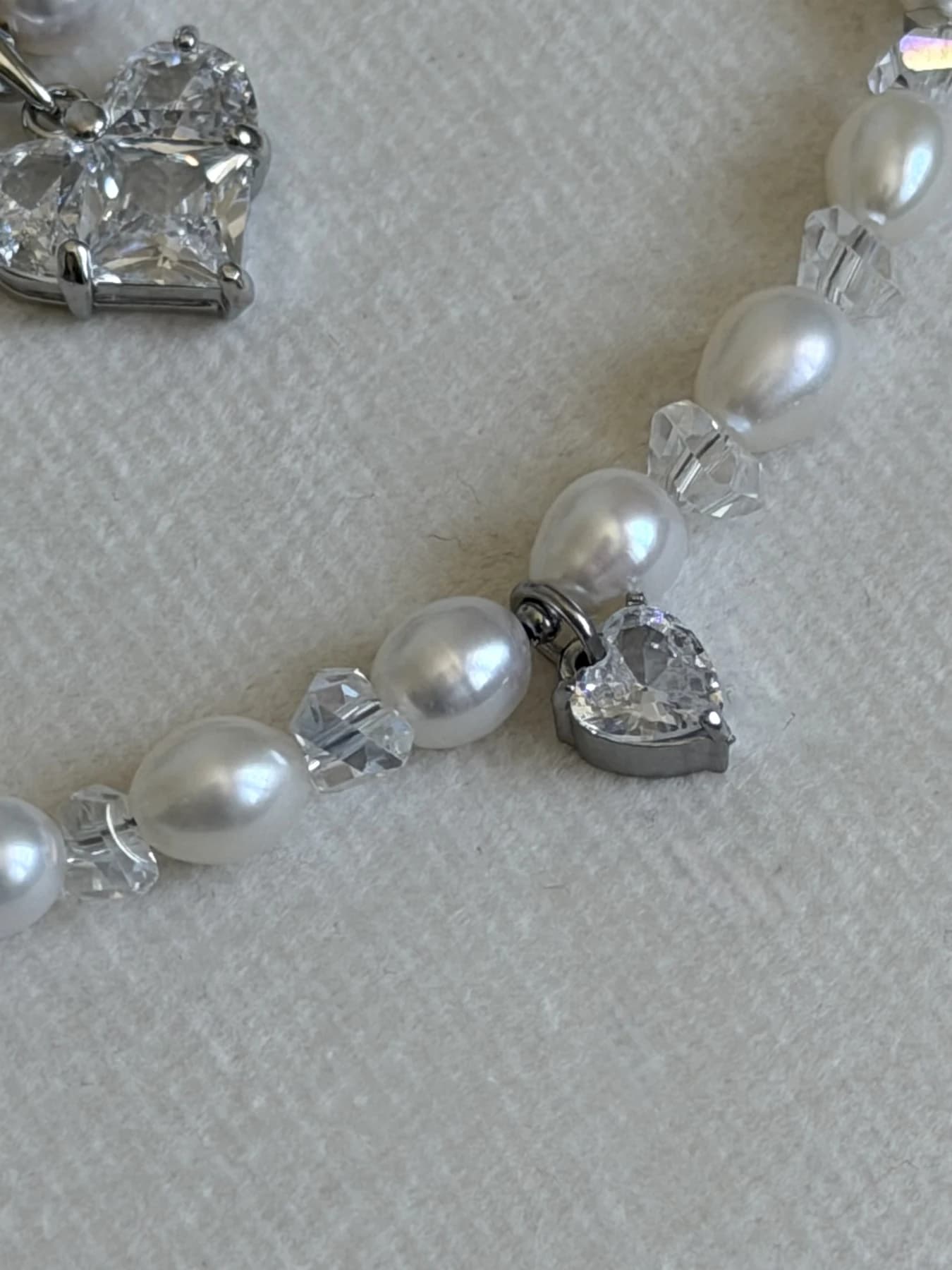 Freshwater Pearl Bridal Jewellery Set with Crystal Heart Necklace & Bracelet thumbnail 11