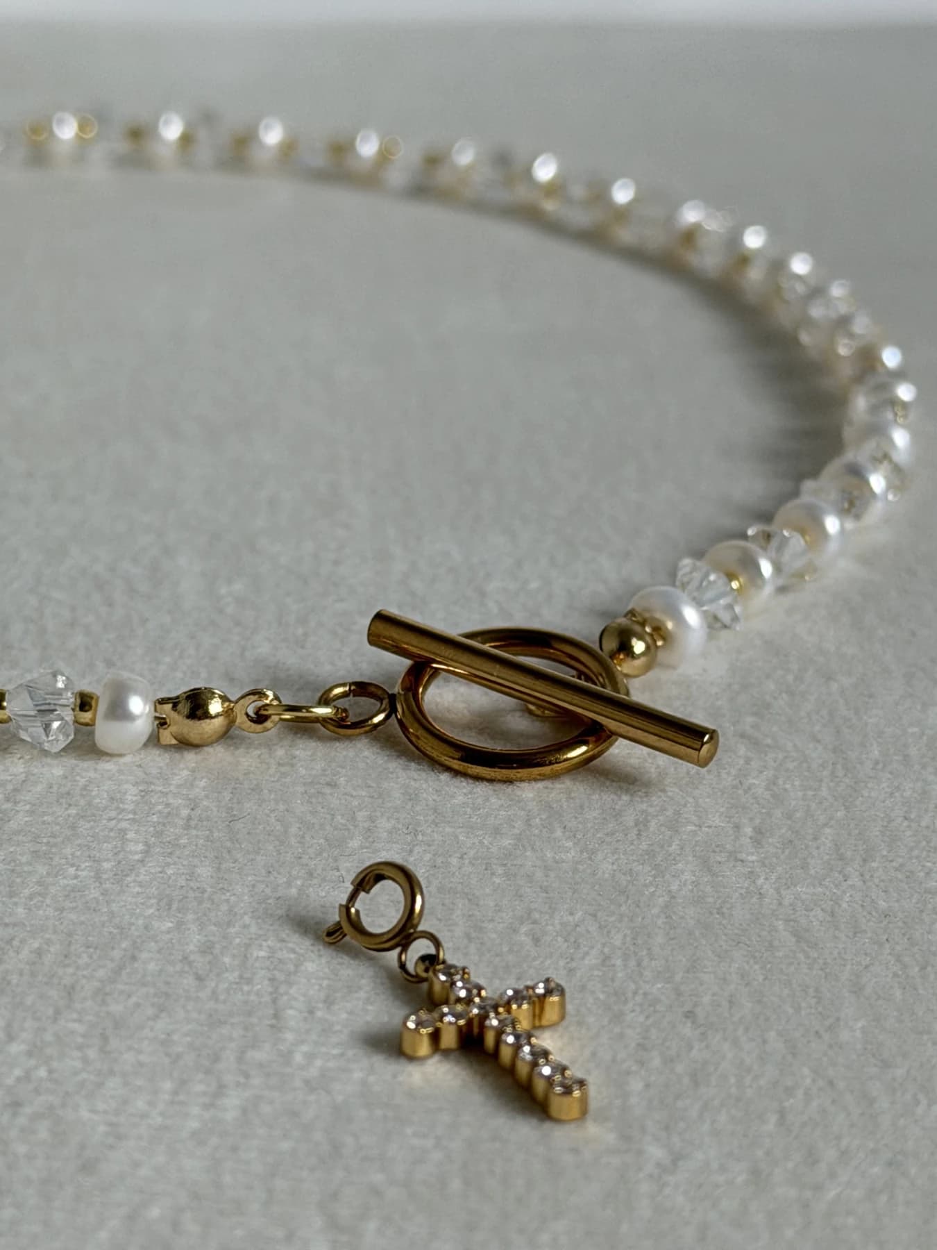 Freshwater Pearl Jewellery Set with Crystal Necklace, Bracelet & Cross Earrings thumbnail 17